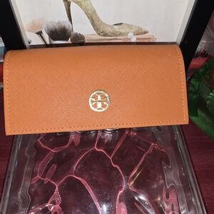 Tory Burch Orange Leather Continental Wallet